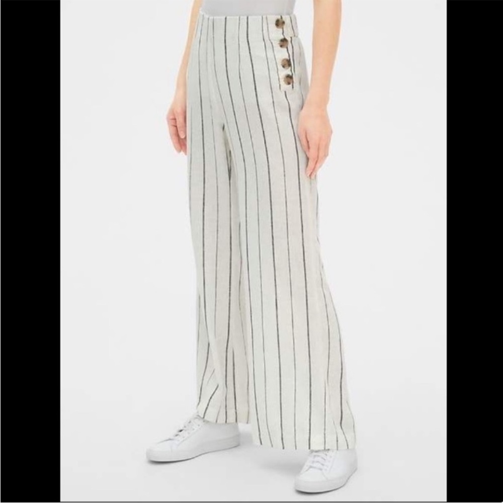 GAP WIDE LEG HIGH RISE LINEN BLEND PANTS